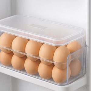 Egg Storage Container with Lid for Refrigerator Door Organization