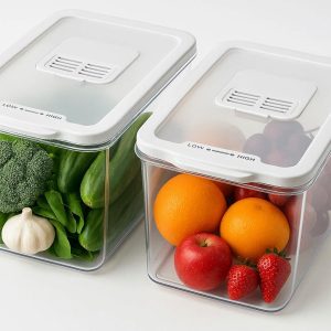 Refrigerator Produce Saver Bins with Humidity Control Vents