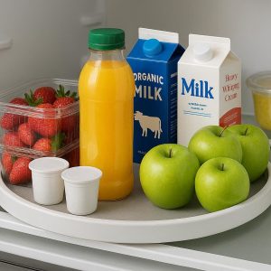 Lazy Susan Turntable Organizer for Deep Refrigerator Shelves