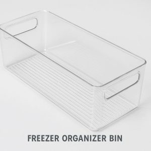 Rectangular Fridge Bin Organizer with Handles for Freezer